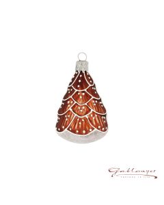 Glass figure, Gingerbread tree, 5,5 cm, brown, white