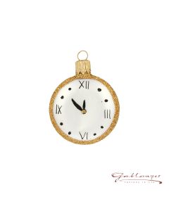 Glass figure, pocket watch, 5 cm, white-gold