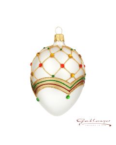 Easter Egg, 10 cm, white in Faberge-style