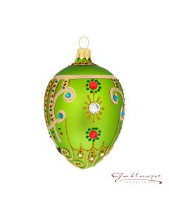 Osterei aus Glas, 10 cm, grün im Faberge-Stil