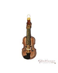 Glass figure, violin, 9 cm, brown