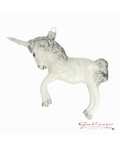 Glass figure, Unicorn, 16 cm, white