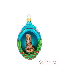 Glass figure, Easter Egg with bunny, 10 cm,
