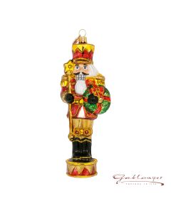 Glass figure, Nutcracker, 17 cm, red-gold-green