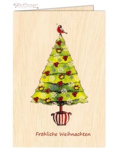 Wooden greeting card "Fröhliche Weihnachten"