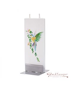 Elegant flat candle "Hummingbird" with 2 wicks and holder, handmade, non-drip