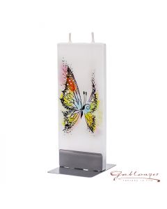 Elegant flat candle "Butterfly" with 2 wicks and holder, handmade, non-drip