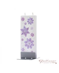 Elegant flat candle "Snowflakes" with 2 wicks and holder, handmade, non-drip