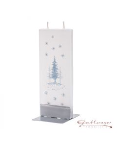 Elegant flat candle "Glitter Tree" with 2 wicks and holder, handmade, non-drip
