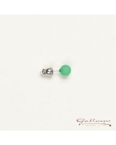 Stud earrings, Polaris pearl 6 mm, green