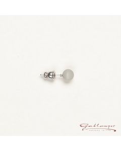 Stud earrings, Polaris pearl 6 mm, light gray