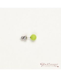 Stud earrings, Polaris pearl  6 mm, neon green