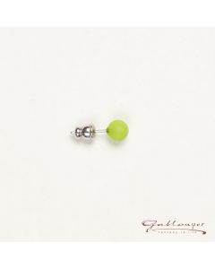 Stud earrings, Polaris pearl  6 mm, neon green