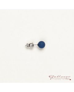 Stud earrings, Polaris pearl 6 mm, navy blue