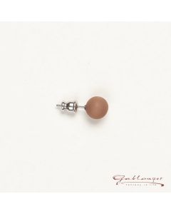 Stud earrings, Polaris pearl 8 mm, cocoa brown
