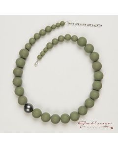 Kette aus matten Perlen, 20 mm, oliv