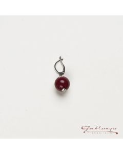 Stud earrings, Brisur with acrylic bead, 14 mm, winered