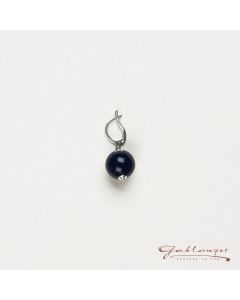 Stud earrings, Brisur with acrylic bead, 14 mm, navy blue