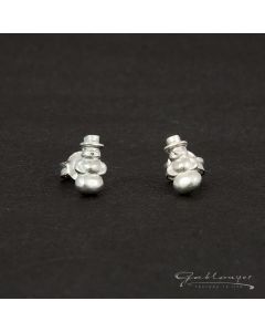 Ohrstecker, Schneemann in matt-silber
