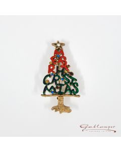 Brooch, Christmas tree with "Merry Christmas"