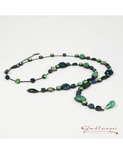 Necklace in Y-shape, green-mix