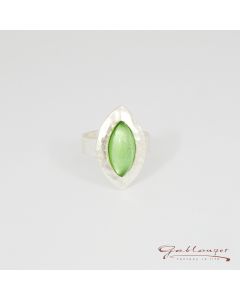 Ring,  acuted oval with glassstone, apple green