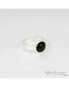 Ring, klein mit leuchtendem Glasstein, schwarz