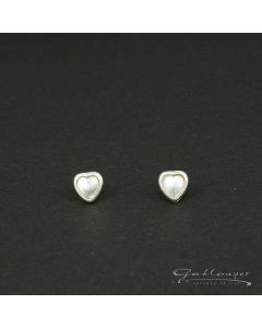 Stud earrings, heart, white