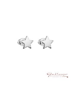 Earrings, Star, 8 mm, silver