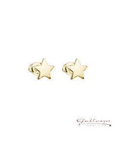 Earrings, Star, 8 mm, gold