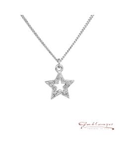 Necklace Star with Swarovski®-crystals, crystal, silver