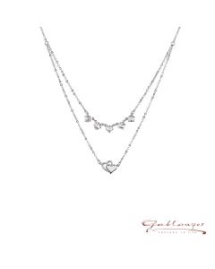 Necklace "Heart" with Swarovski® crystals, 42 cm, Crystal