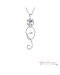 Necklace with Swarovski® crystals  "Cat", 42 cm, Crystal