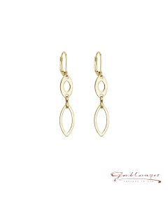 Earrings, oval rings, gold plated, 46 mm