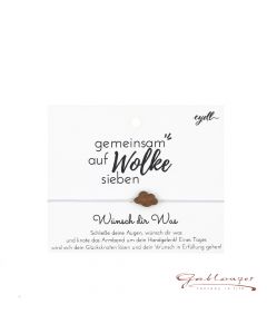 Armband, Glücksknoten mit Wolke, graues Band