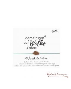 Armband, Glücksknoten mit Wolke, grünes Band