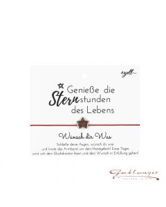 Armband, Glücksknoten mit Stern, weinrotes Band