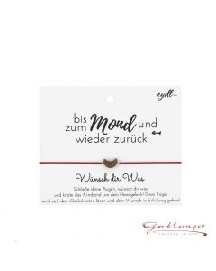 Armband, Glücksknoten mit Mond, weinrotes Band