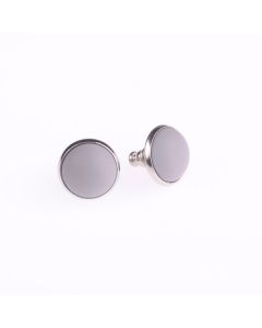Stud earrings with matt acrylic cabochon, light gray