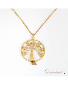 Necklace, tree of Life gold with Swarovski®-Crystals